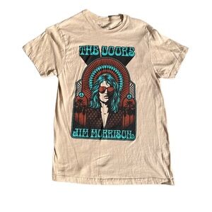 Short sleeve women’s Beige Graphic T-Shirt Jim Morrison Print